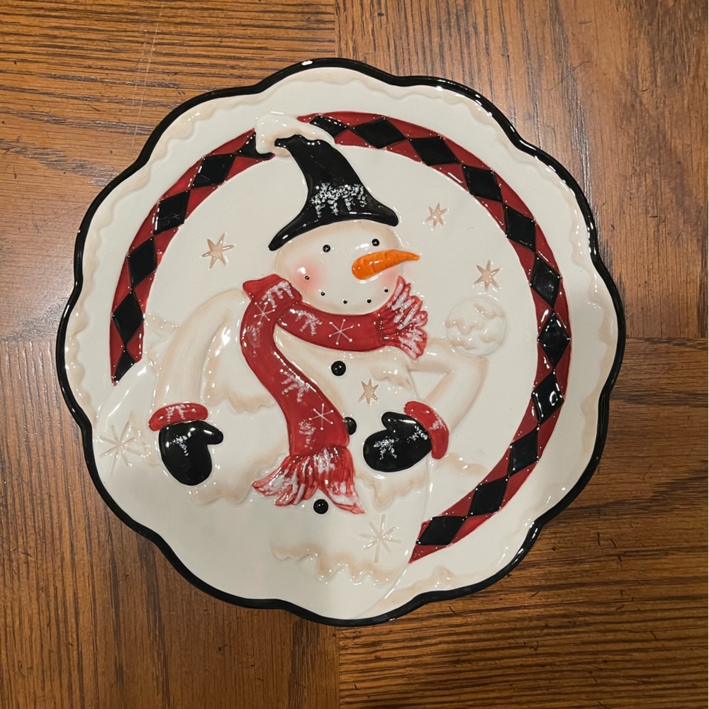 Snowman Christmas plate